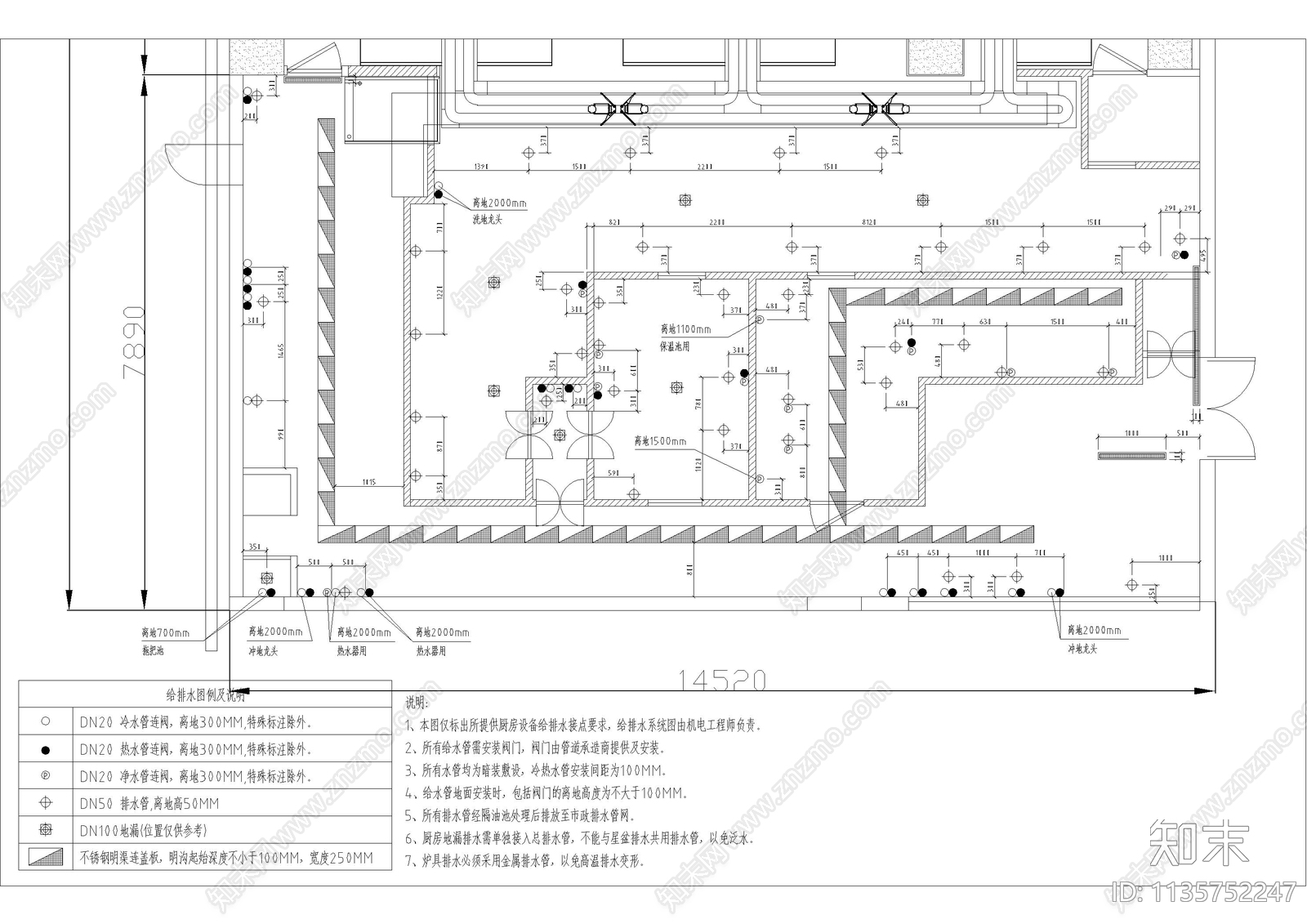 日式餐厅厨房机电燃气cad施工图下载【ID:1135752247】