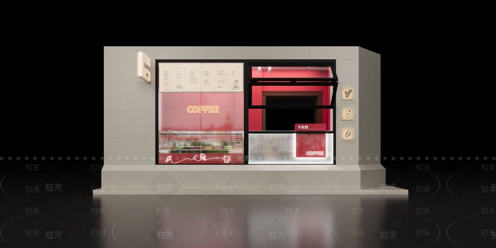 现代咖啡厅橱窗3D模型下载【ID:1135754224】