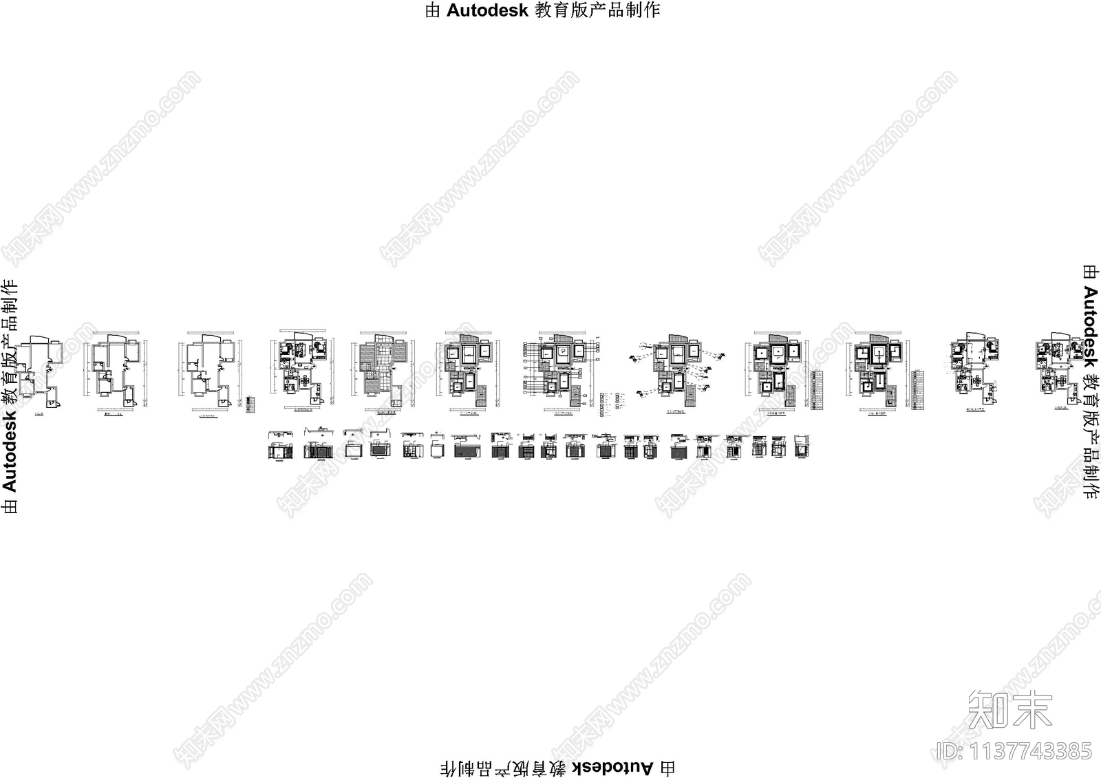 欧式3室2厅2卫cad施工图下载【ID:1137743385】