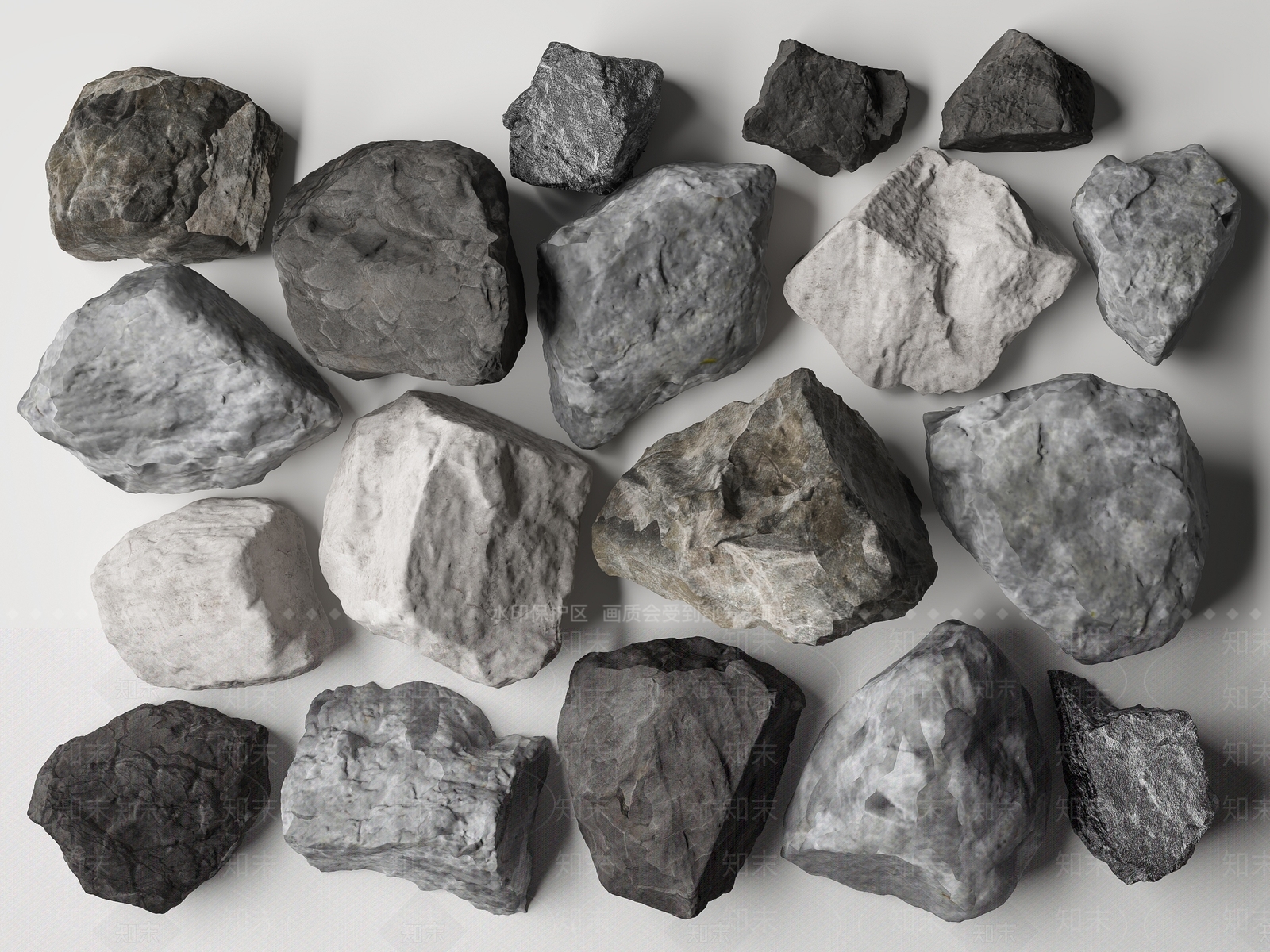 现代假山石头3D模型下载【ID:1135755568】