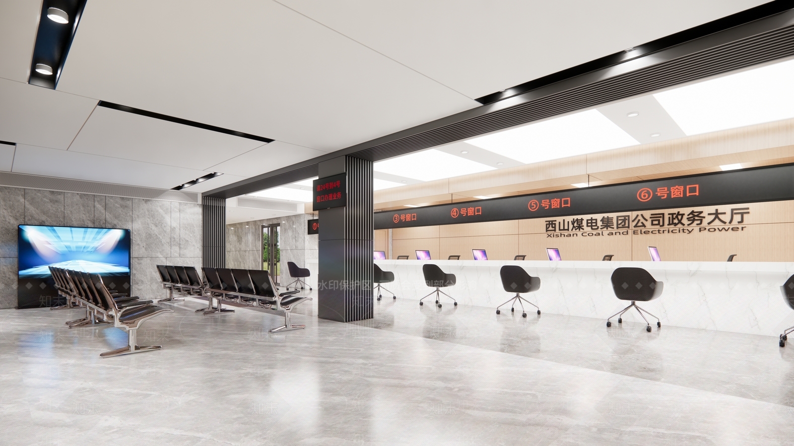 现代政务大厅SU模型下载【ID:1135989016】