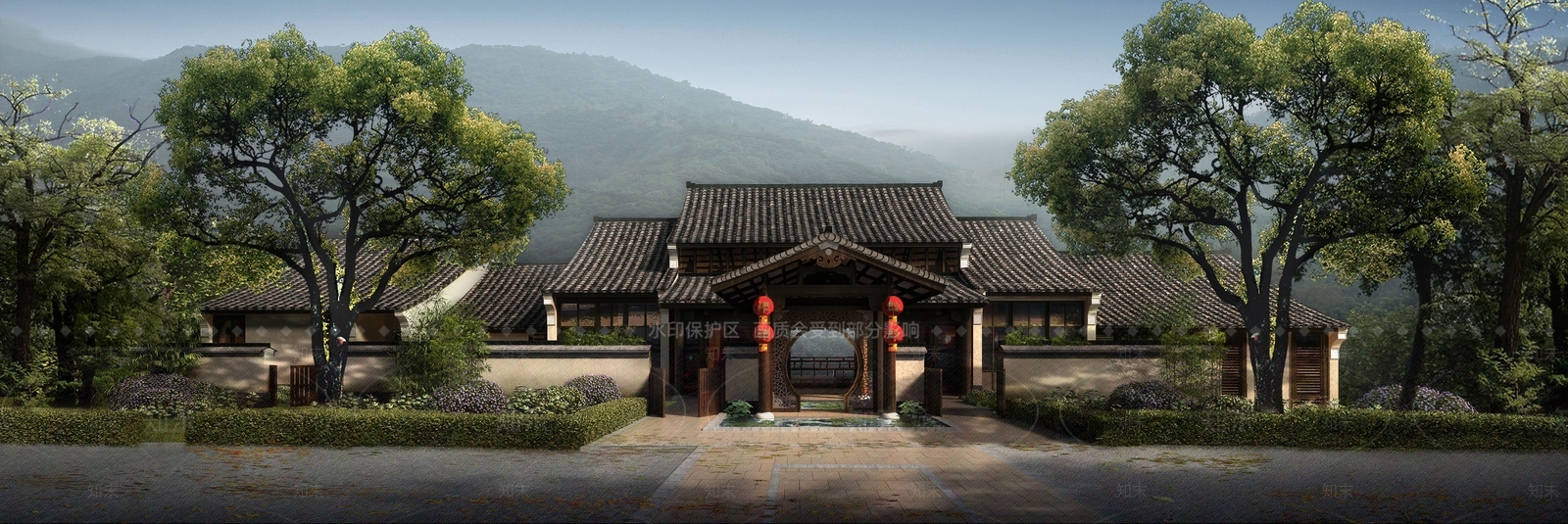 中式山地度假酒店SU模型下载【ID:1135756946】