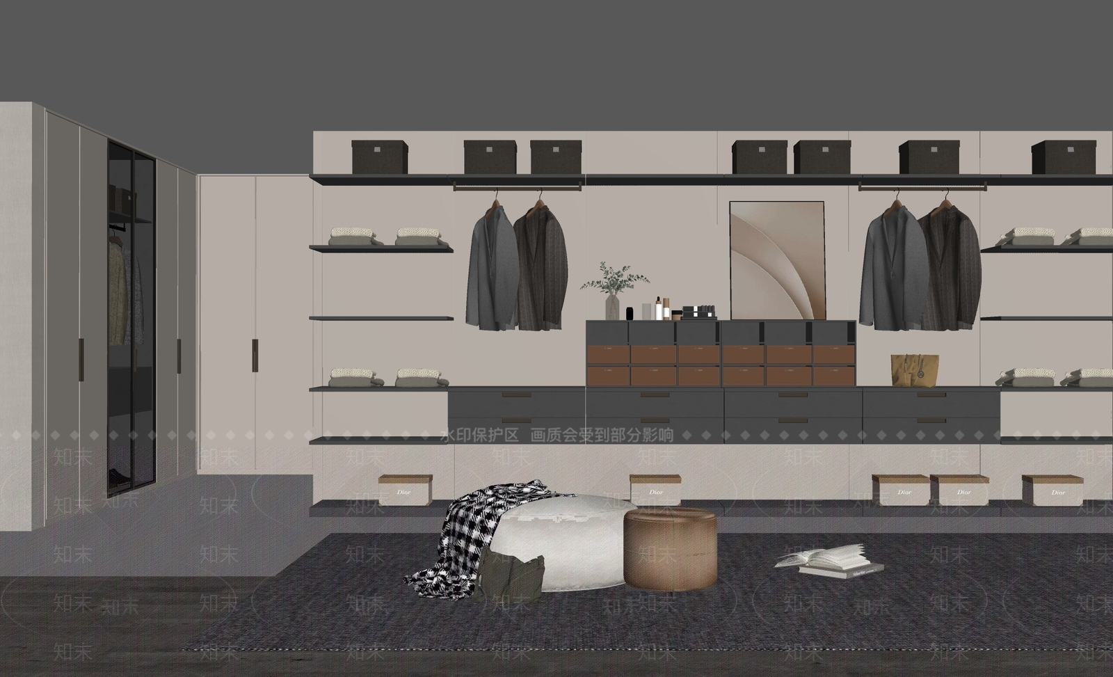 现代衣帽间SU模型下载【ID:1135758073】