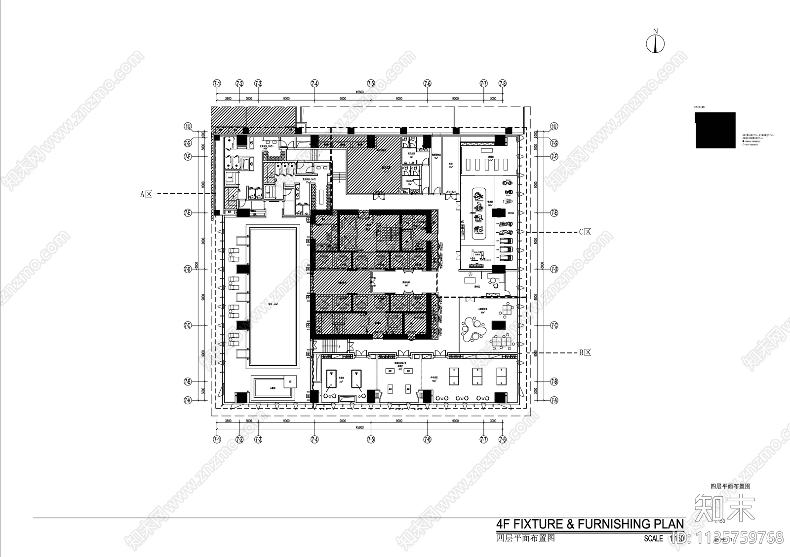 嘉华酒店四层全套施工图下载【ID:1135759768】