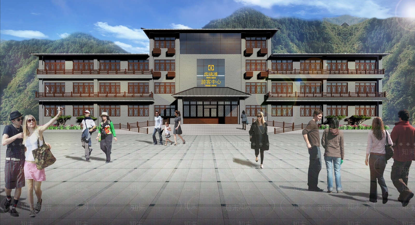 中式游客中心SU模型下载【ID:1135760317】