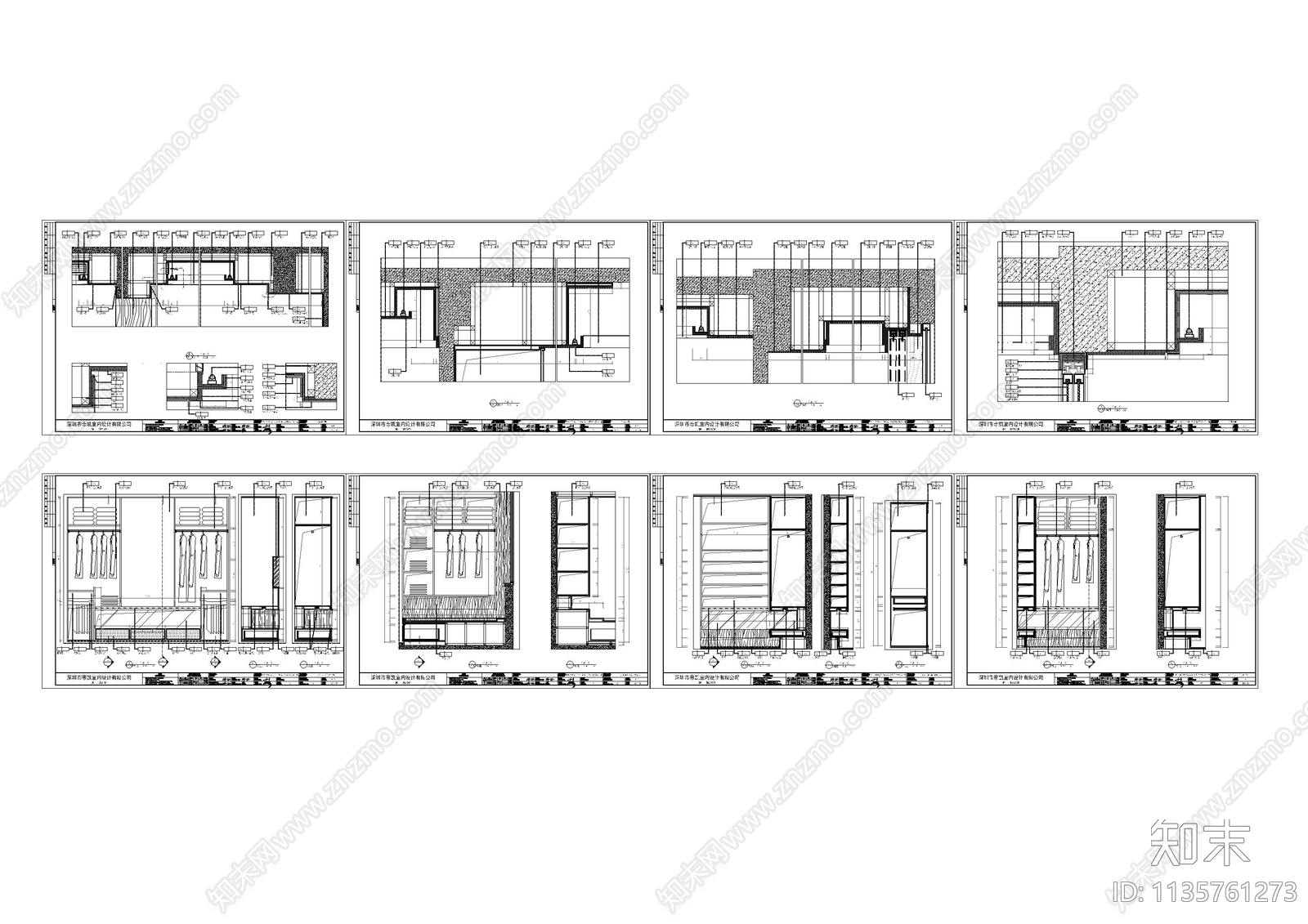 天花及衣柜柜体大样图cad施工图下载【ID:1135761273】