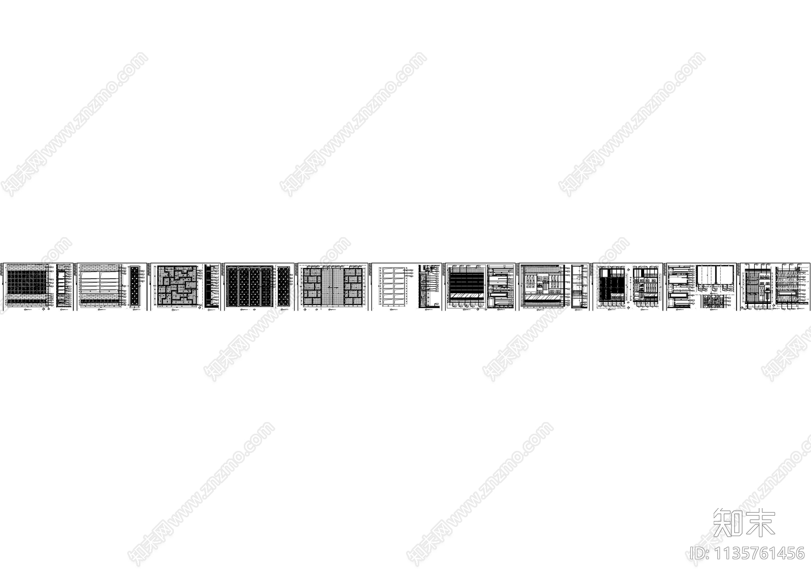 中式柜体大样图cad施工图下载【ID:1135761456】