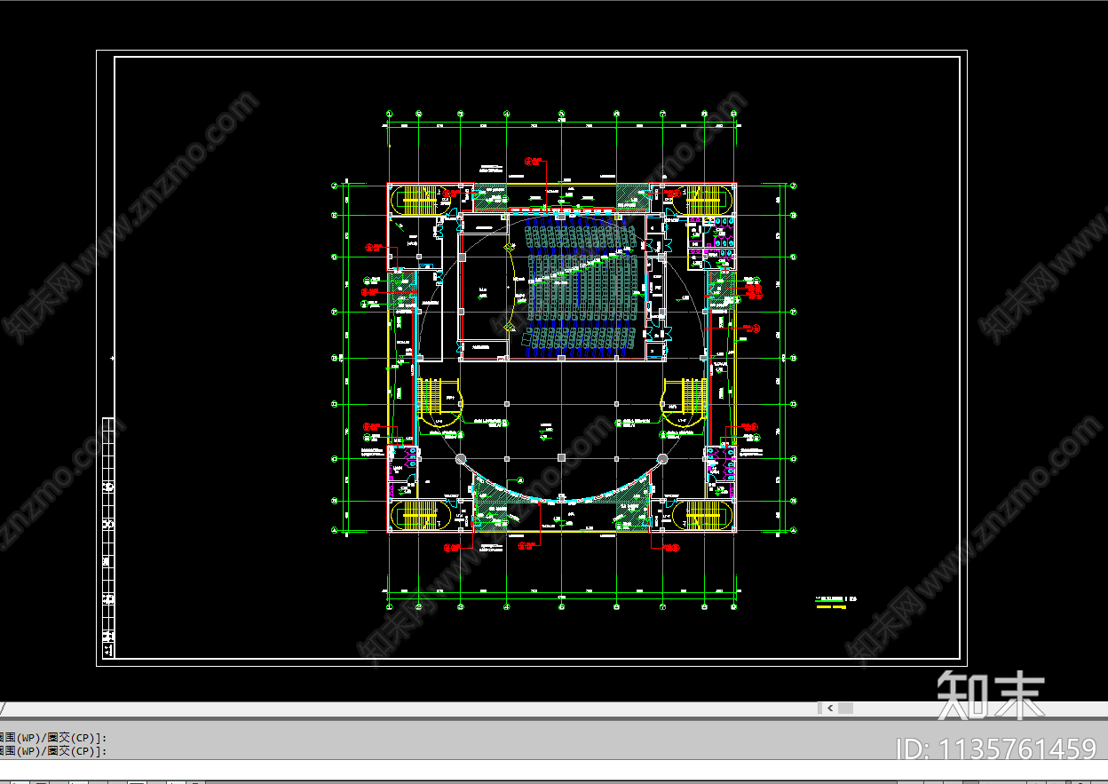 学校文体中心建筑cad施工图下载【ID:1135761459】