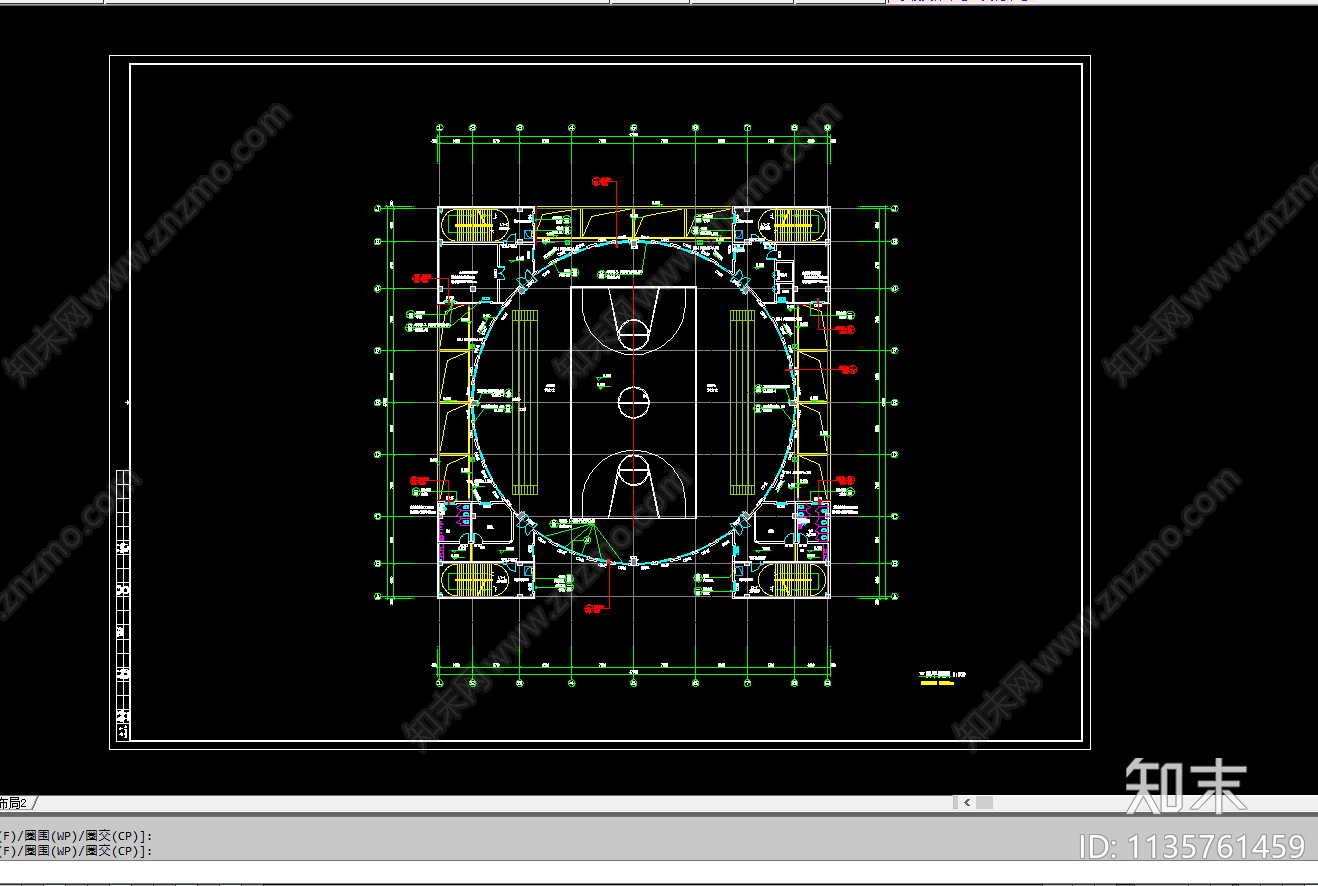 学校文体中心建筑cad施工图下载【ID:1135761459】