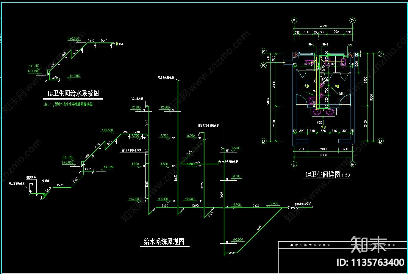 15套给排水和消防CAD图纸cad施工图下载【ID:1135763400】