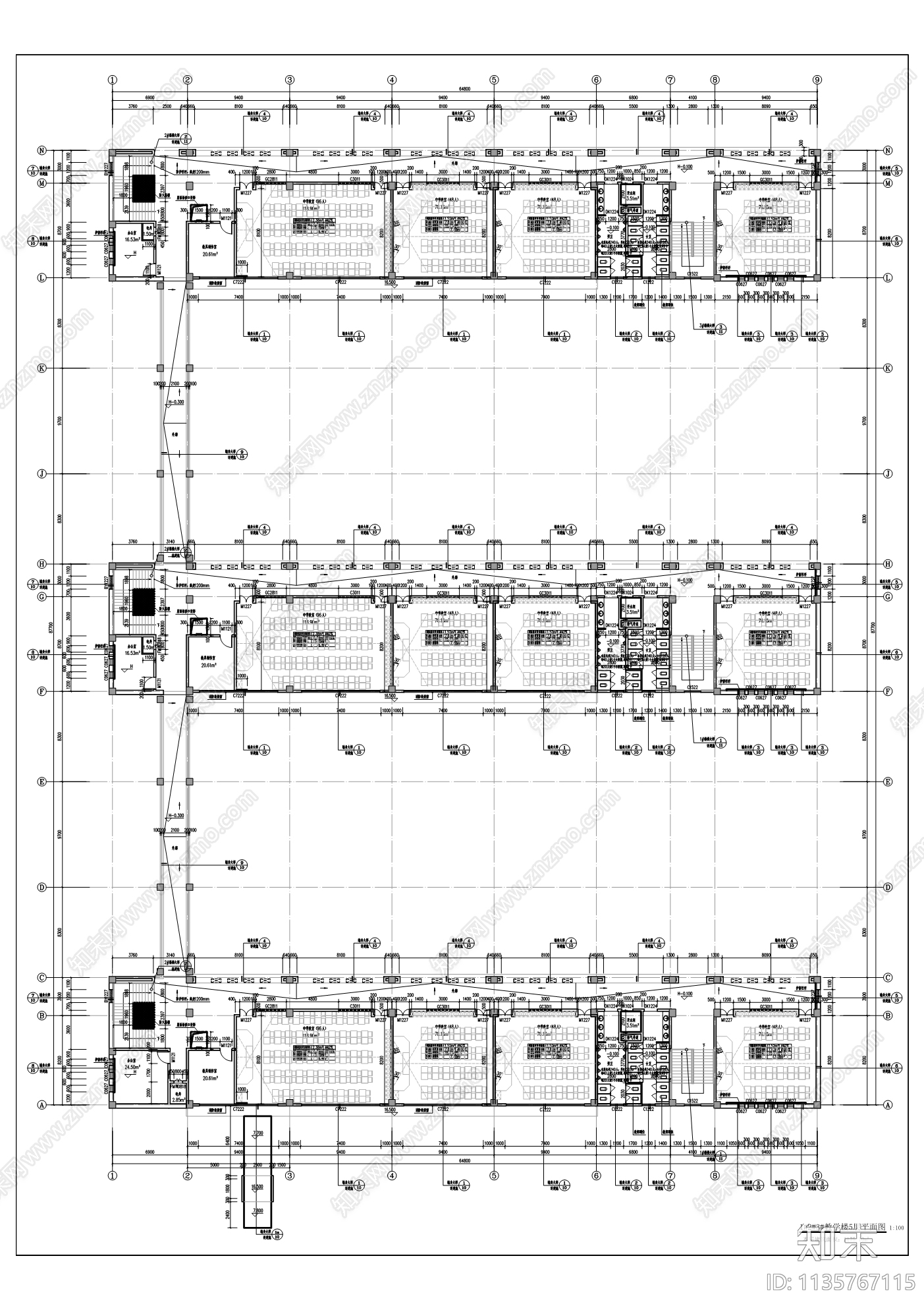 摩围中学建筑cad施工图下载【ID:1135767115】