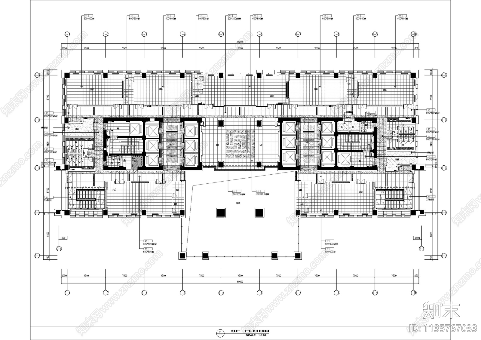 整层办公室cad施工图下载【ID:1135767033】