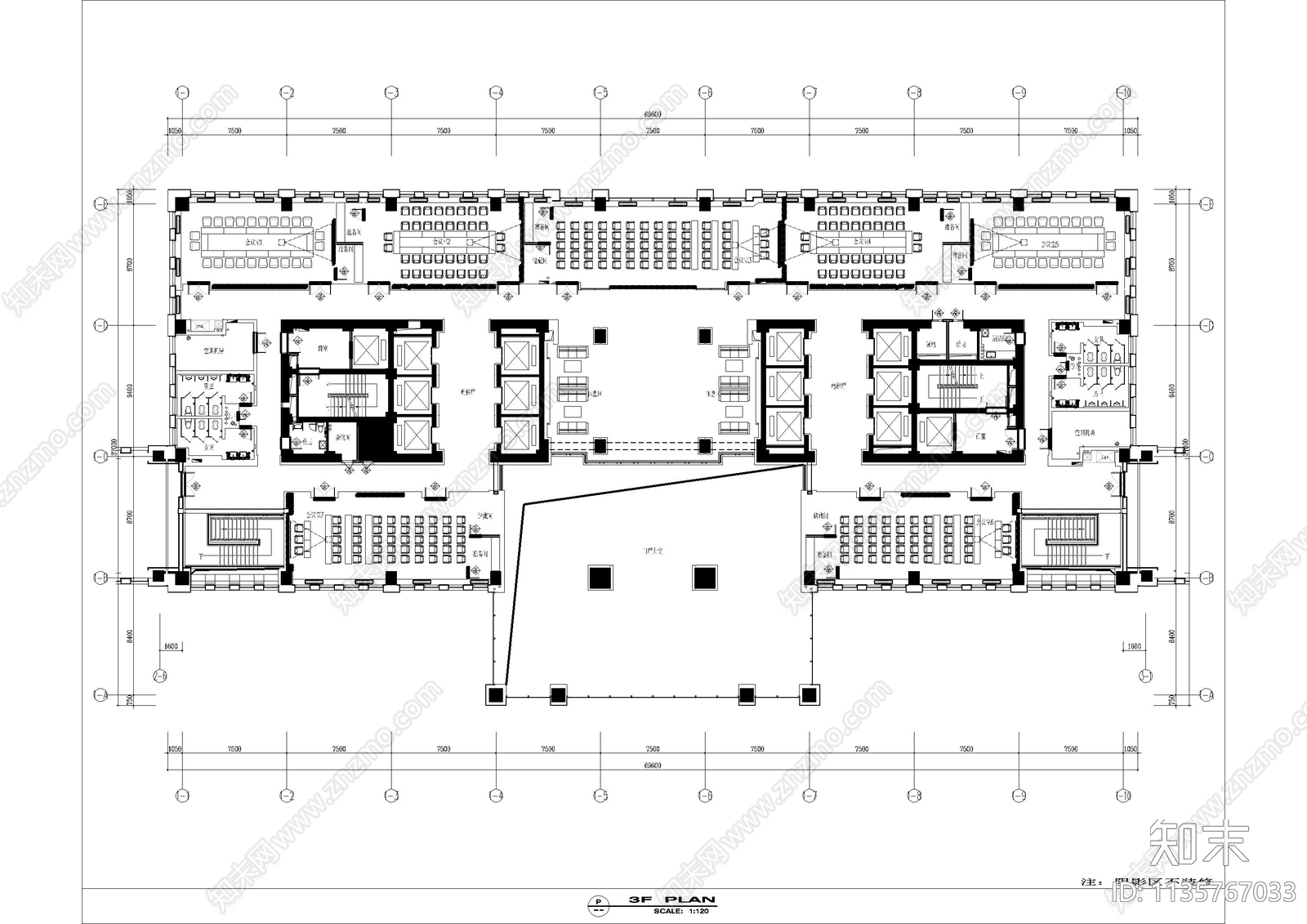 整层办公室cad施工图下载【ID:1135767033】