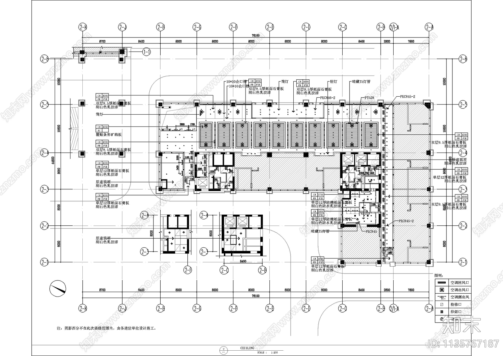 大厦办公空间cad施工图下载【ID:1135767187】