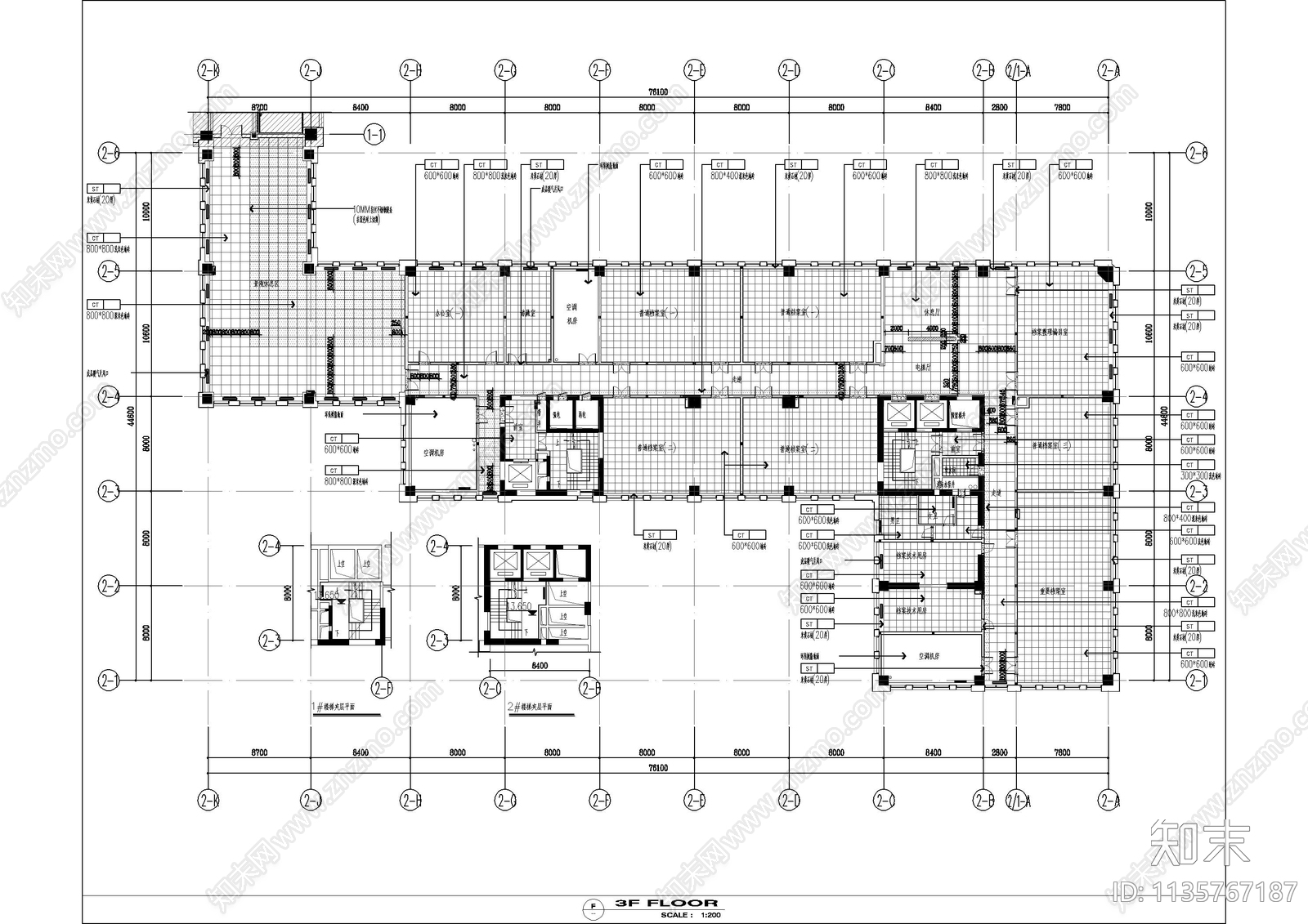 大厦办公空间cad施工图下载【ID:1135767187】