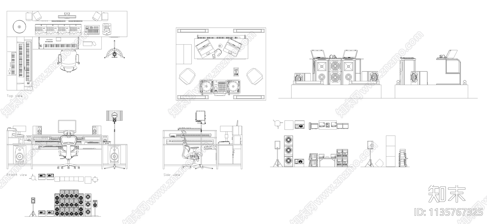 室内电脑桌音箱施工图下载【ID:1135767325】