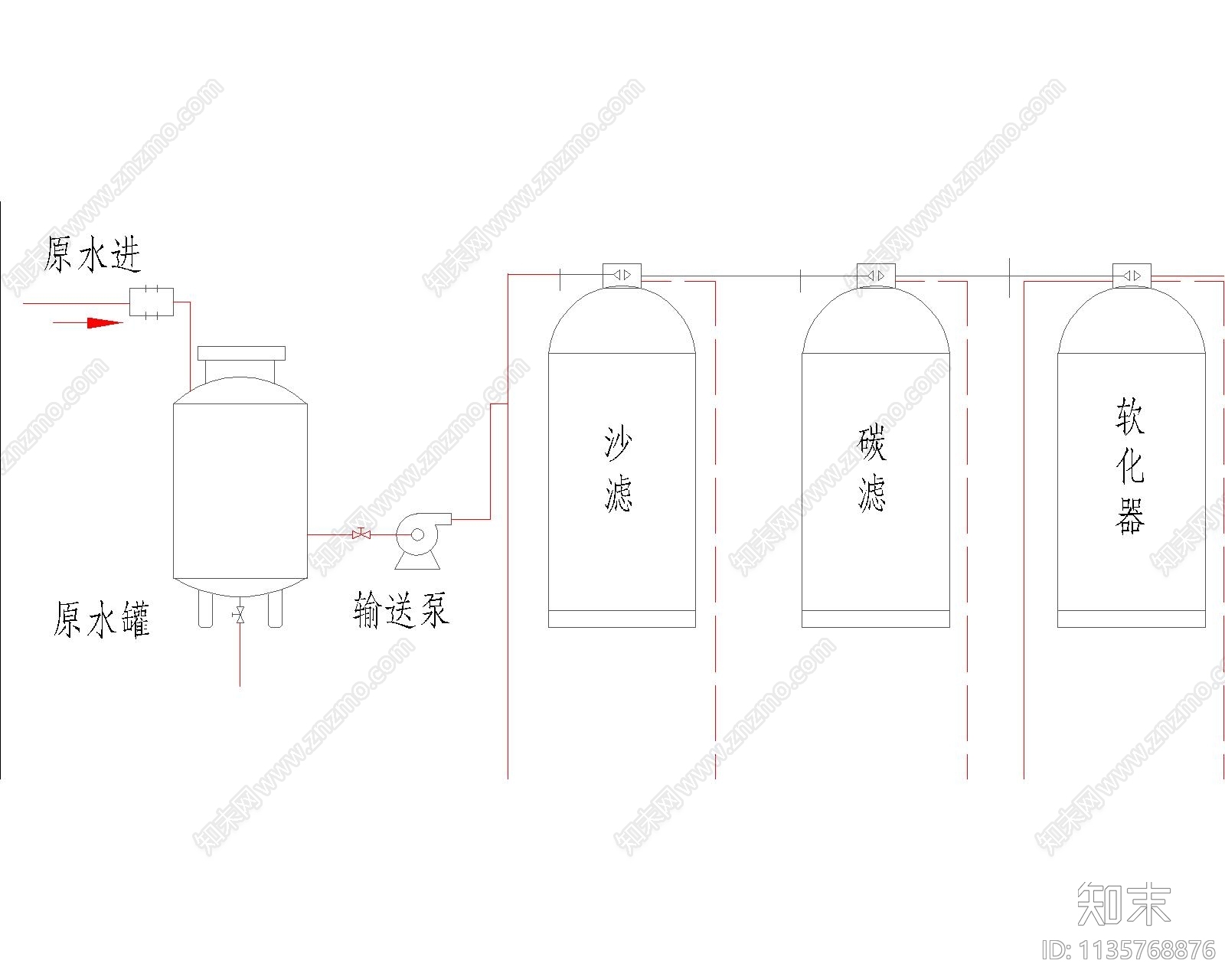 纯化水设备系统图cad施工图下载【ID:1135768876】