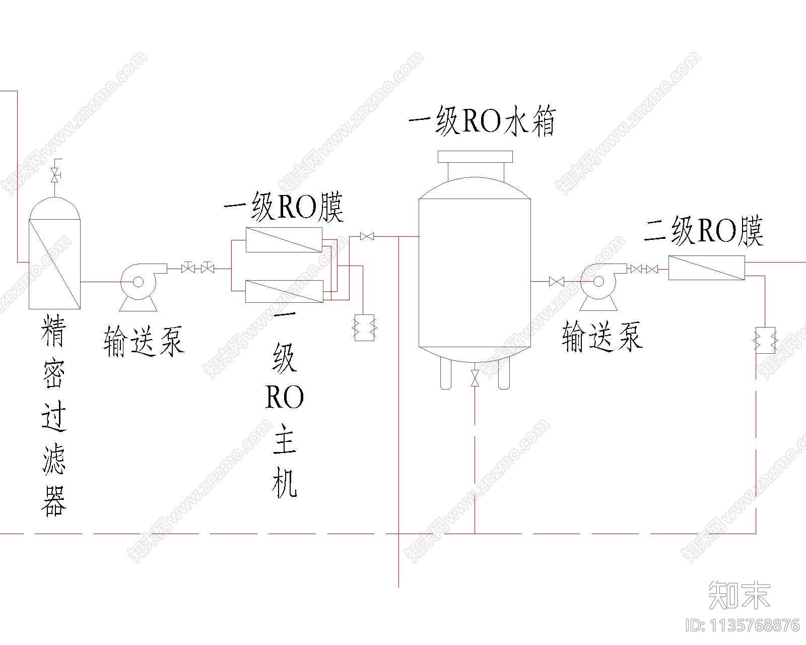 纯化水设备系统图cad施工图下载【ID:1135768876】