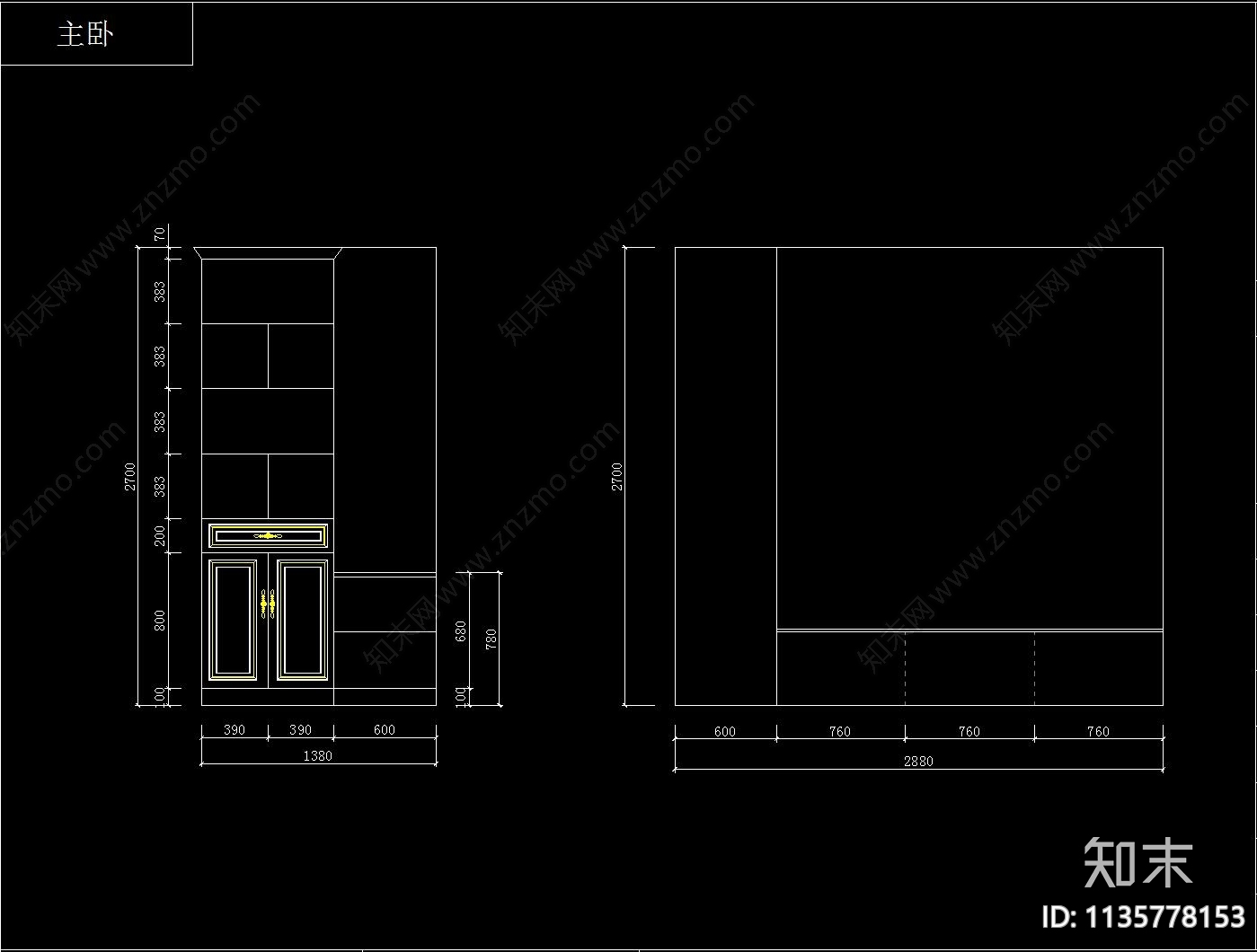 柜子cad施工图下载【ID:1135778153】