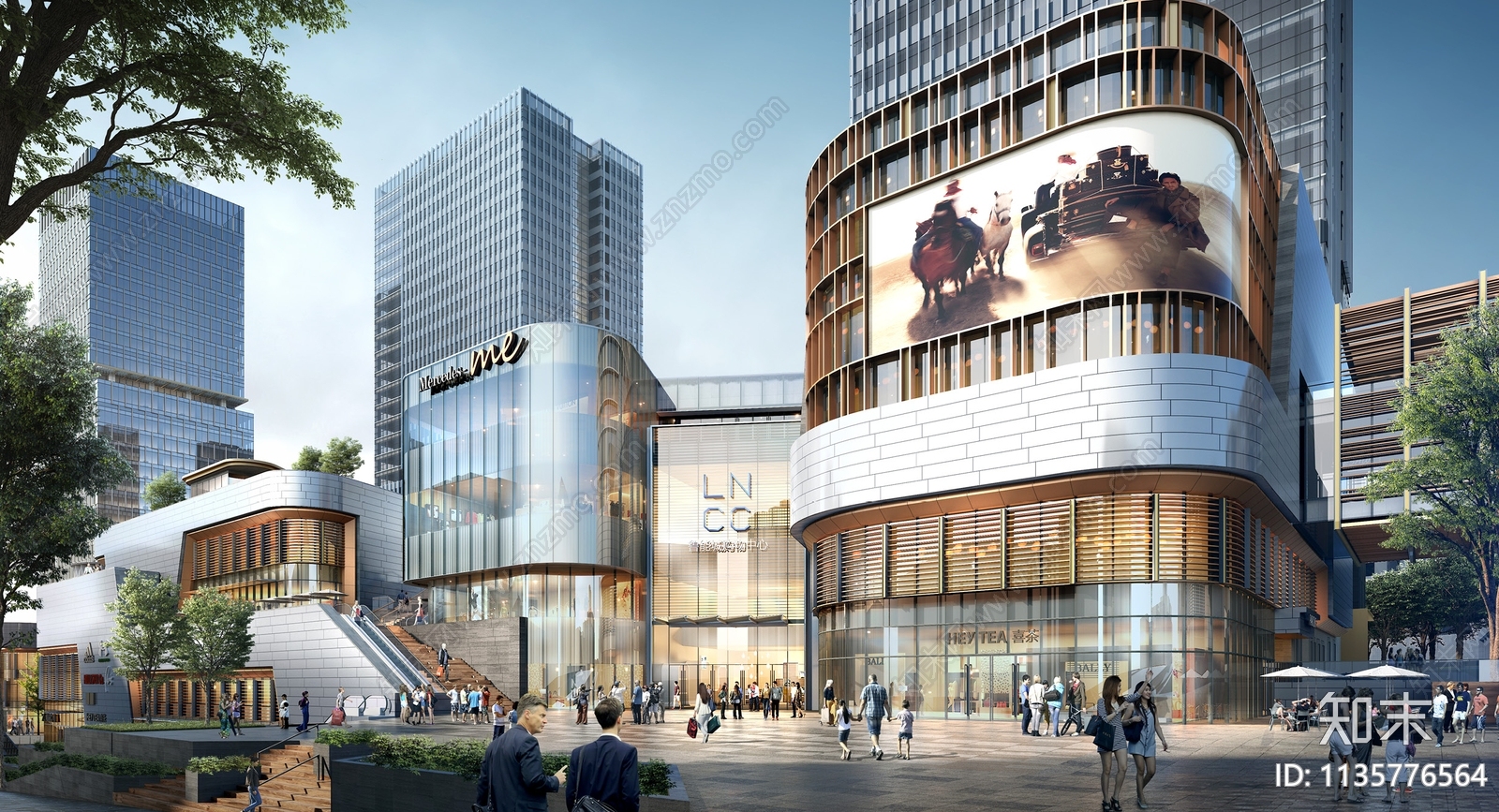 重庆鲁能城三期商业建筑cad施工图下载【ID:1135776564】