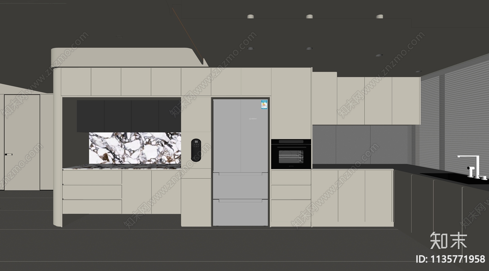 现代厨房SU模型下载【ID:1135771958】