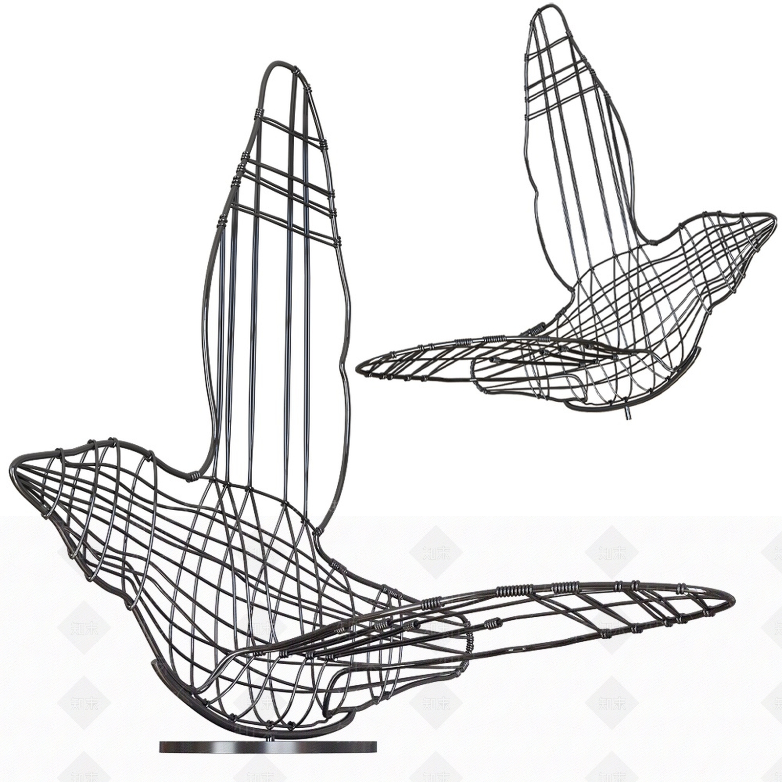 现代铁艺小鸟工艺品摆件3D模型下载【ID:1135772077】