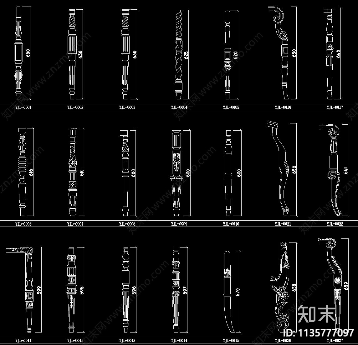 欧式餐桌生成腿雕花cad图库施工图下载【ID:1135777097】