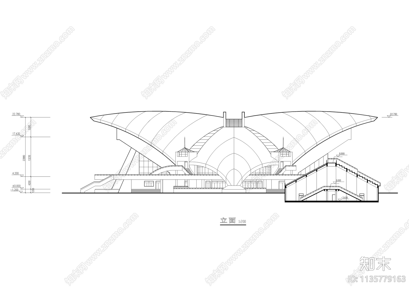 科技建筑立面效果CAD图施工图下载【ID:1135779163】