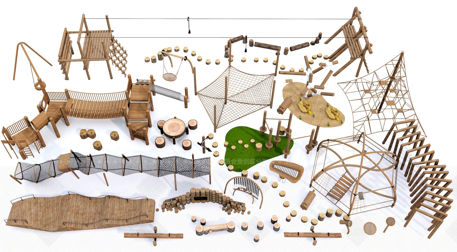 儿童木制游乐设施SU模型下载【ID:1135779787】