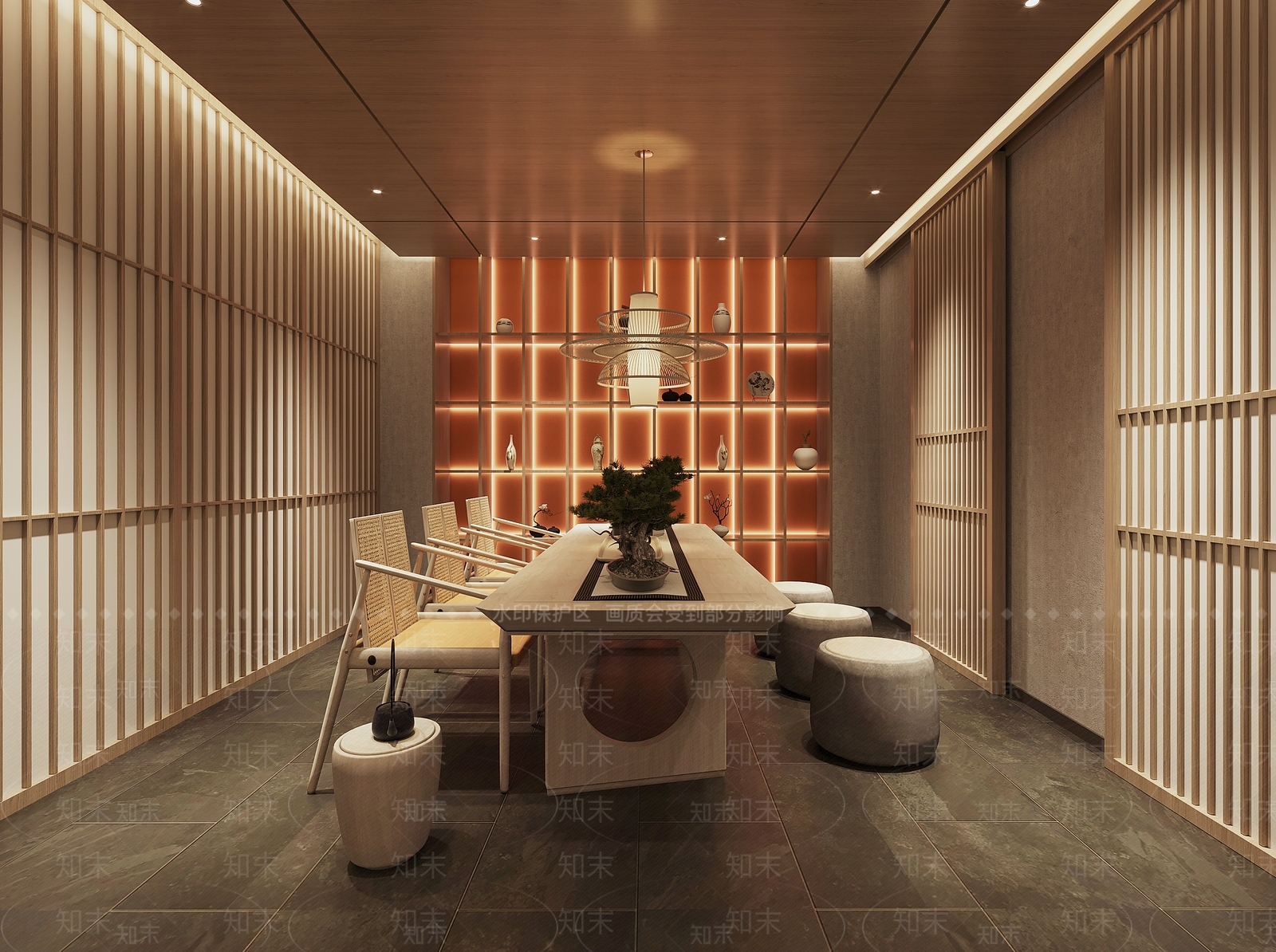 日式餐厅包房3D模型下载【ID:1135780096】