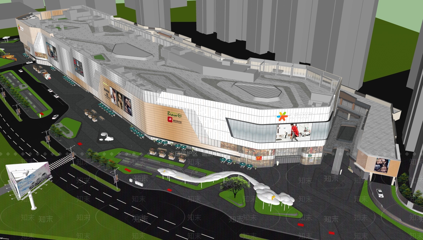 商场建筑SU模型精品下载_SketchUp模型_知末网