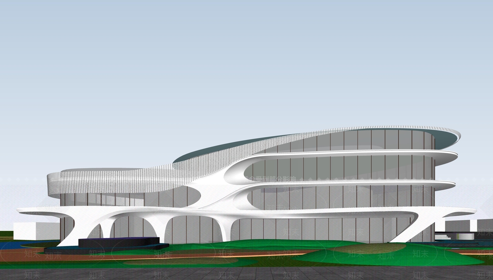 售楼处建筑SU模型精品下载_SketchUp模型_知末网