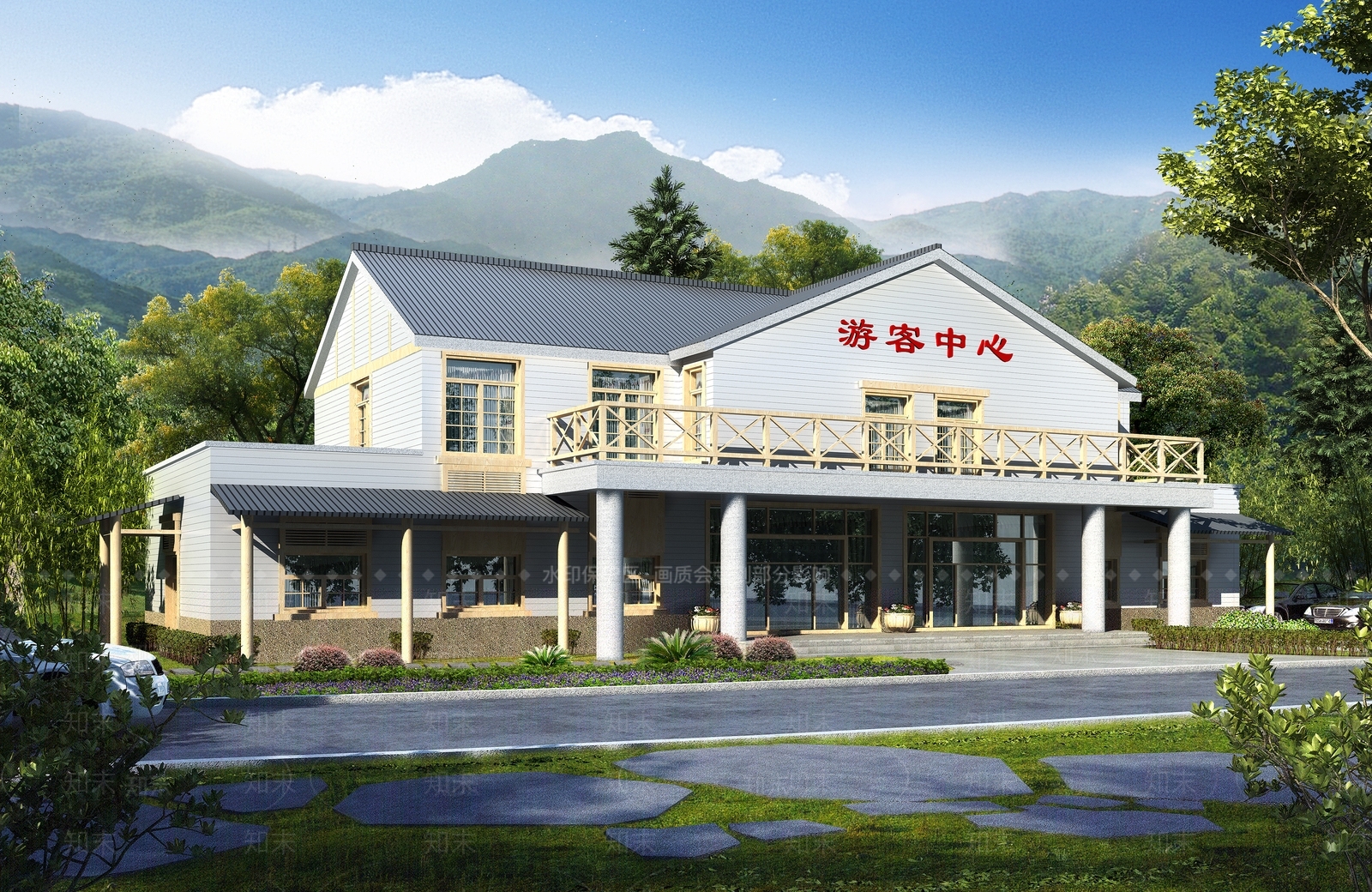 现代游客中心SU模型下载【ID:1135782104】