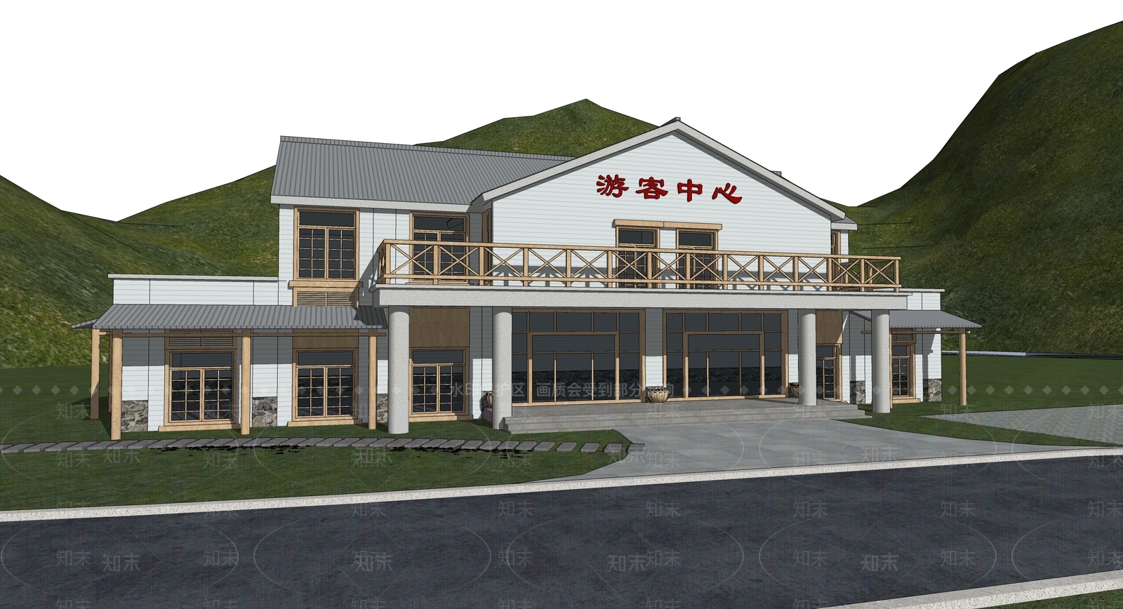 现代游客中心SU模型下载【ID:1135782104】