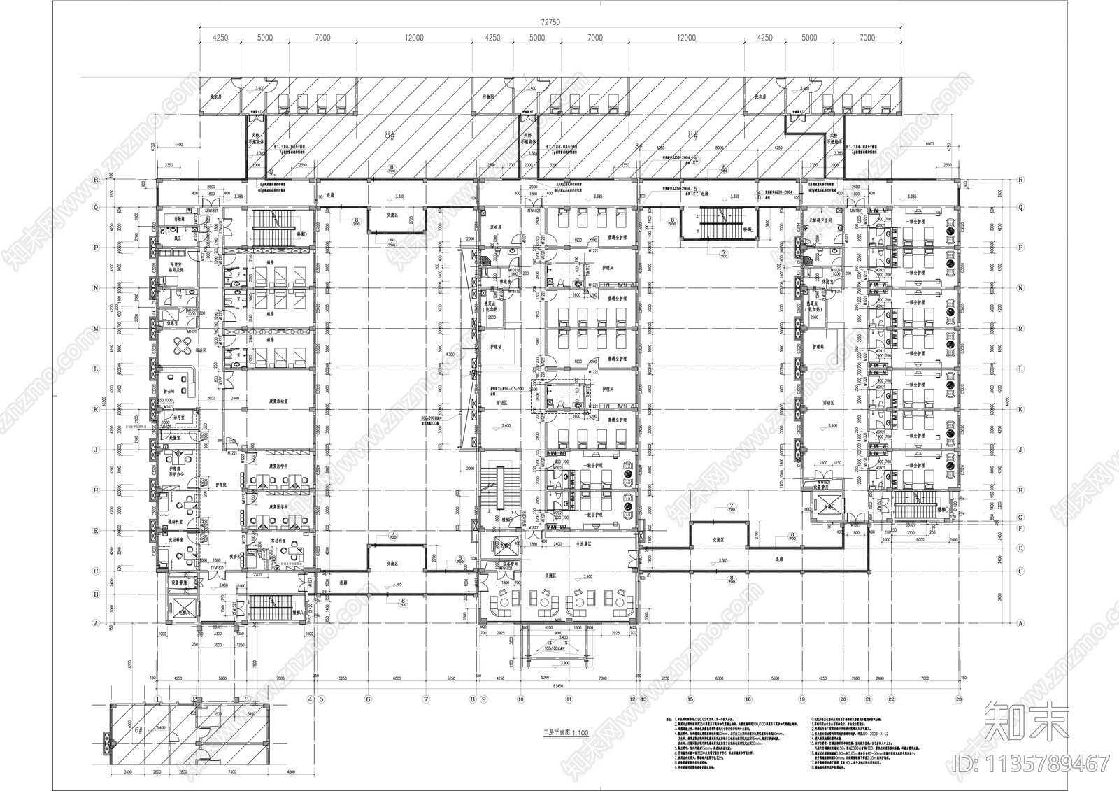 中式福利院养老院建筑效果图cad施工图下载【ID:1135789467】