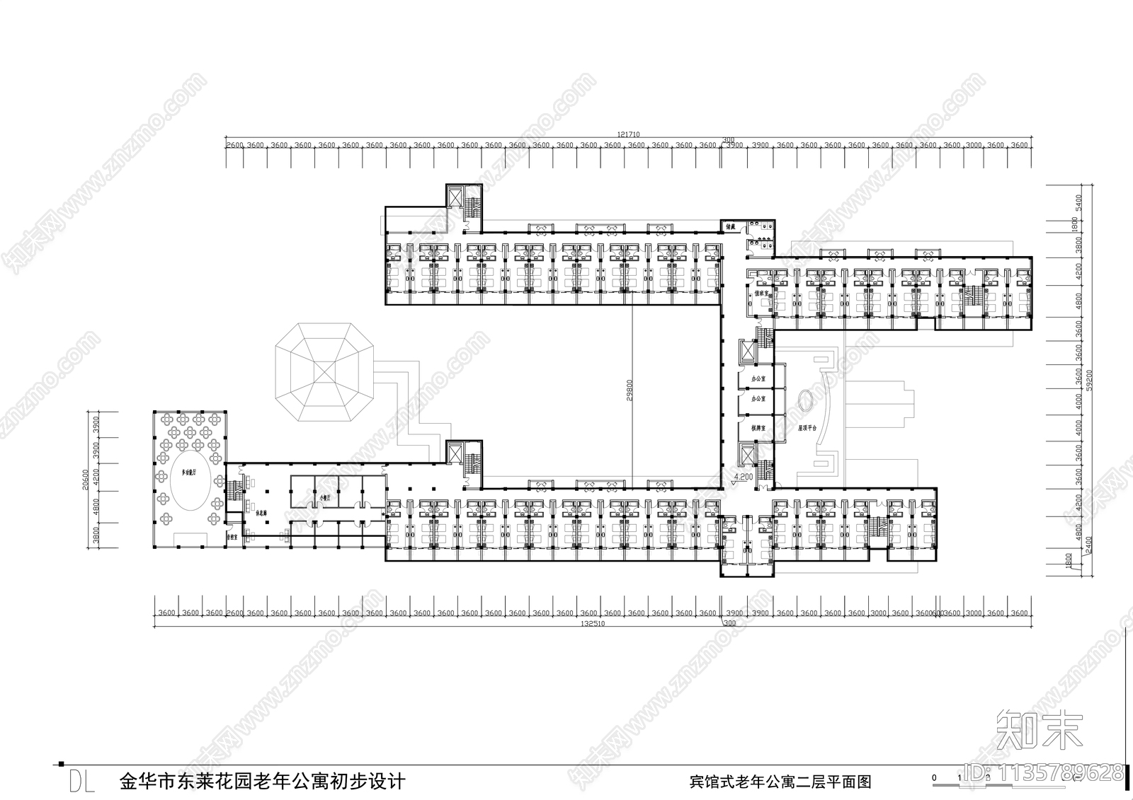 老年公寓宿舍建筑cad施工图下载【ID:1135789628】