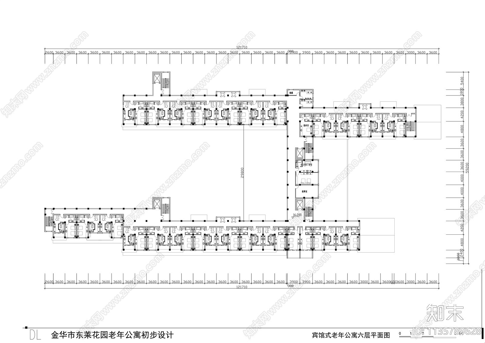 老年公寓宿舍建筑cad施工图下载【ID:1135789628】