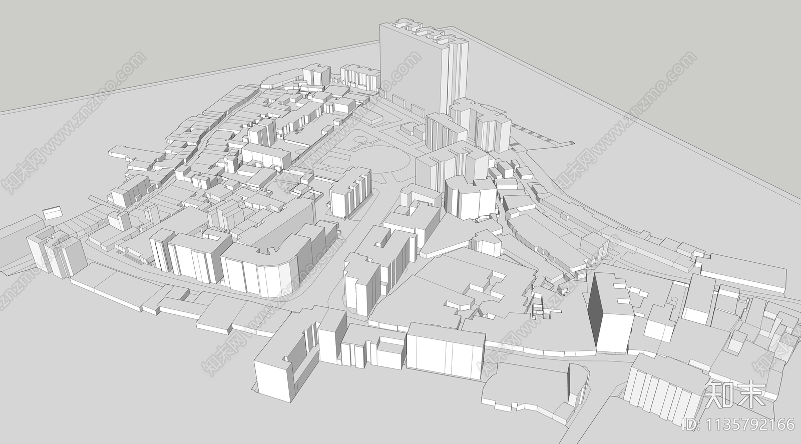 现代城市简模规划SU模型下载【ID:1135792166】