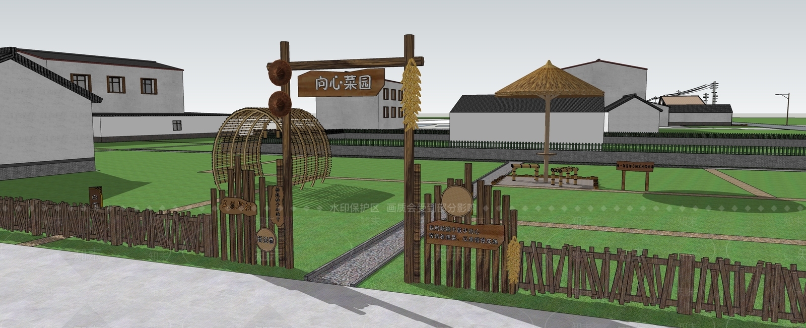 现代乡村菜园SU模型下载【ID:1135792956】