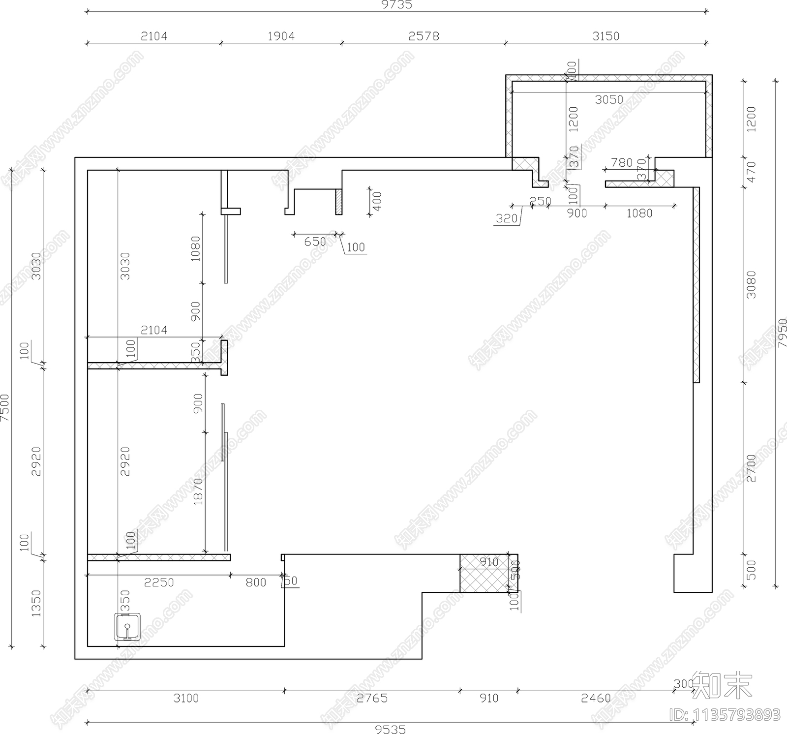 理发店cad施工图下载【ID:1135793893】