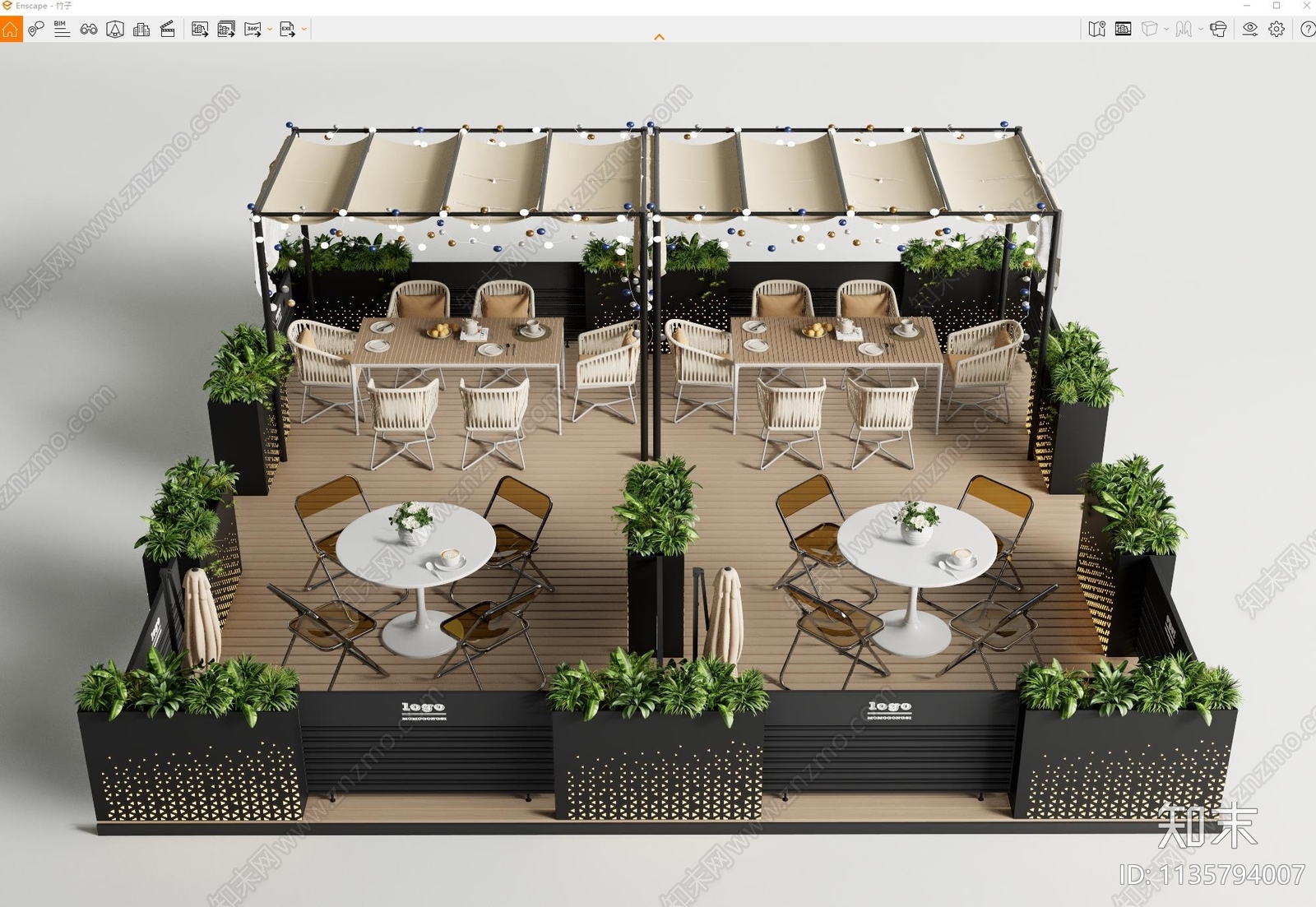 现代商业外摆区SU模型下载【ID:1135794007】