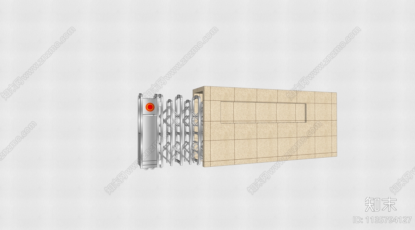 现代道闸电动伸缩门SU模型下载【ID:1135794127】