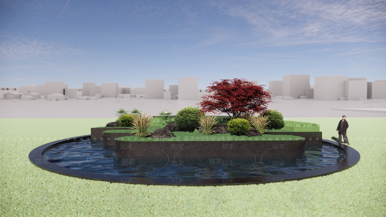 新中式水景SU模型下载【ID:1136279193】