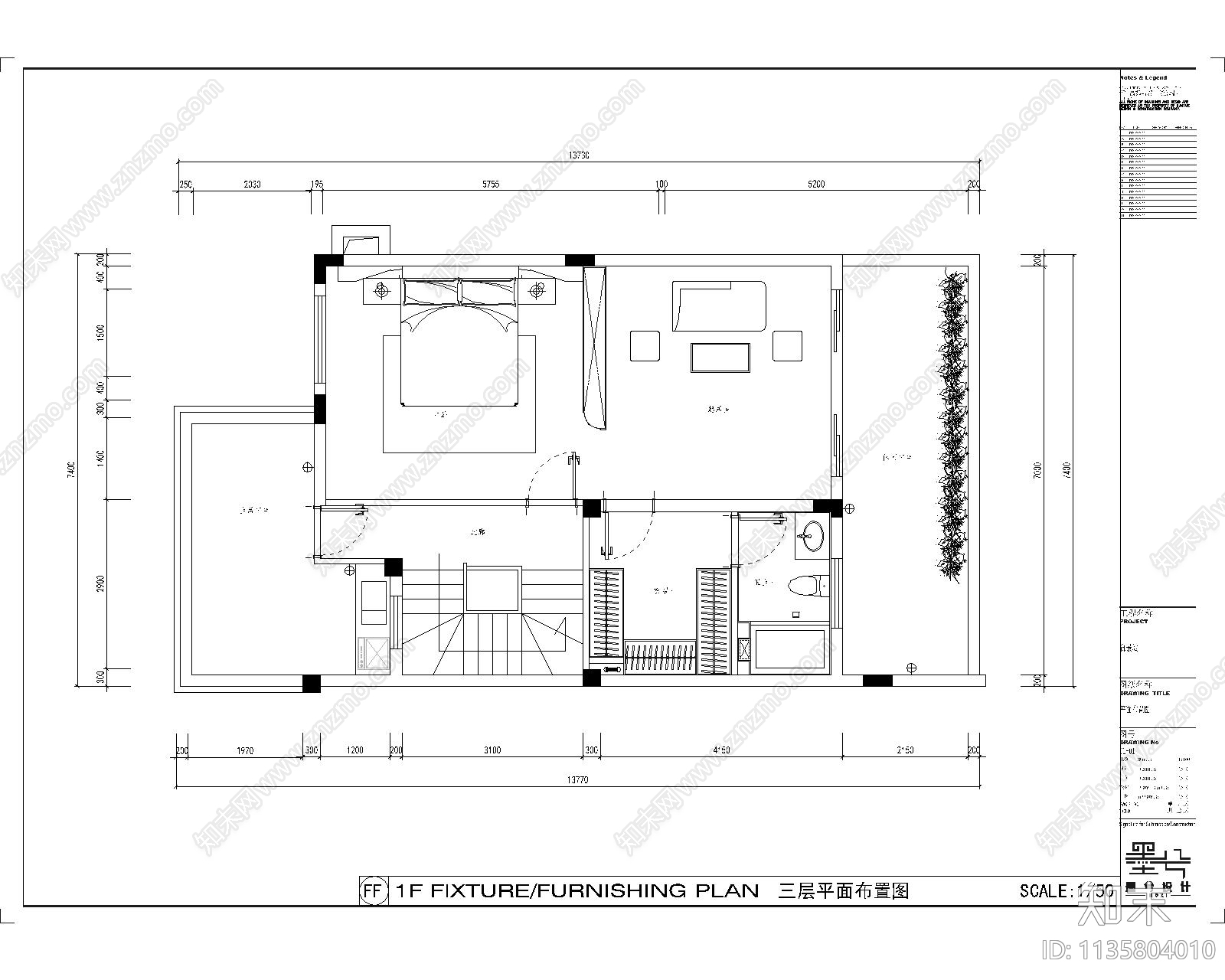 别墅室内平面图cad施工图下载【ID:1135804010】