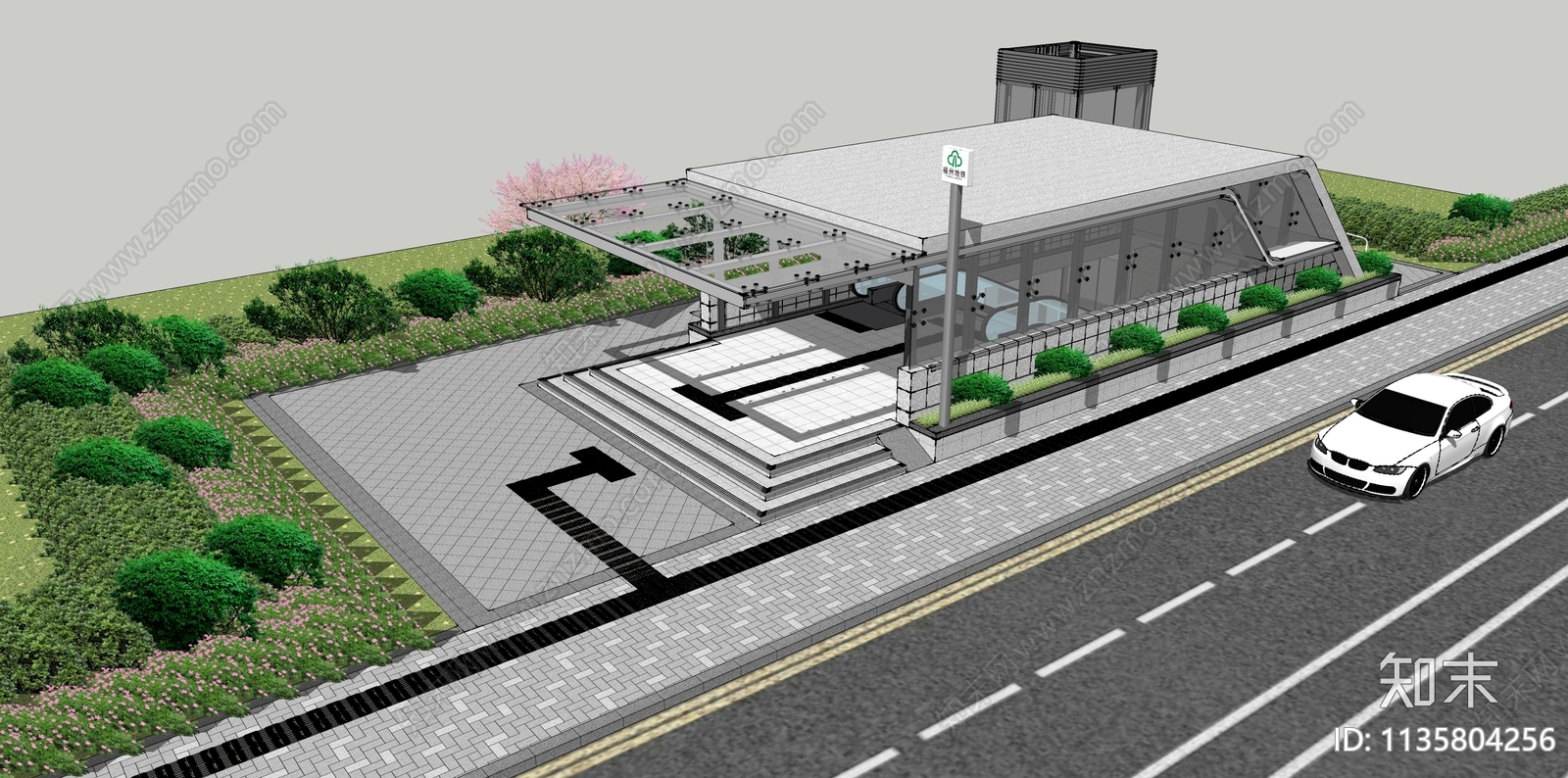 现代地铁站入口SU模型下载【ID:1135804256】
