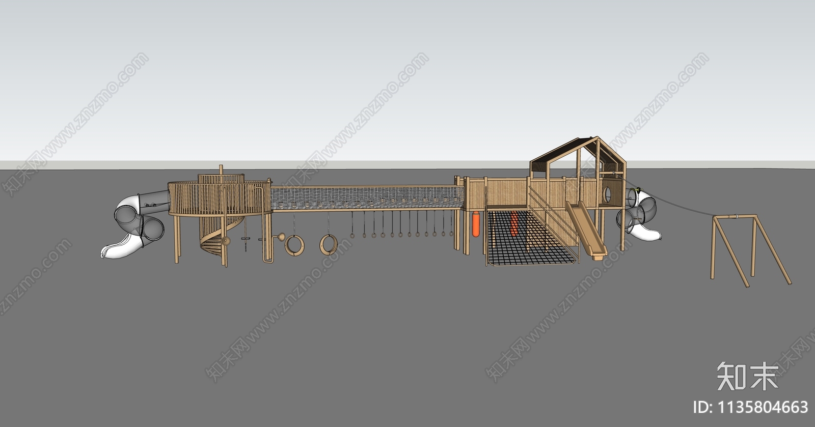 现代儿童户外游乐设施SU模型下载【ID:1135804663】
