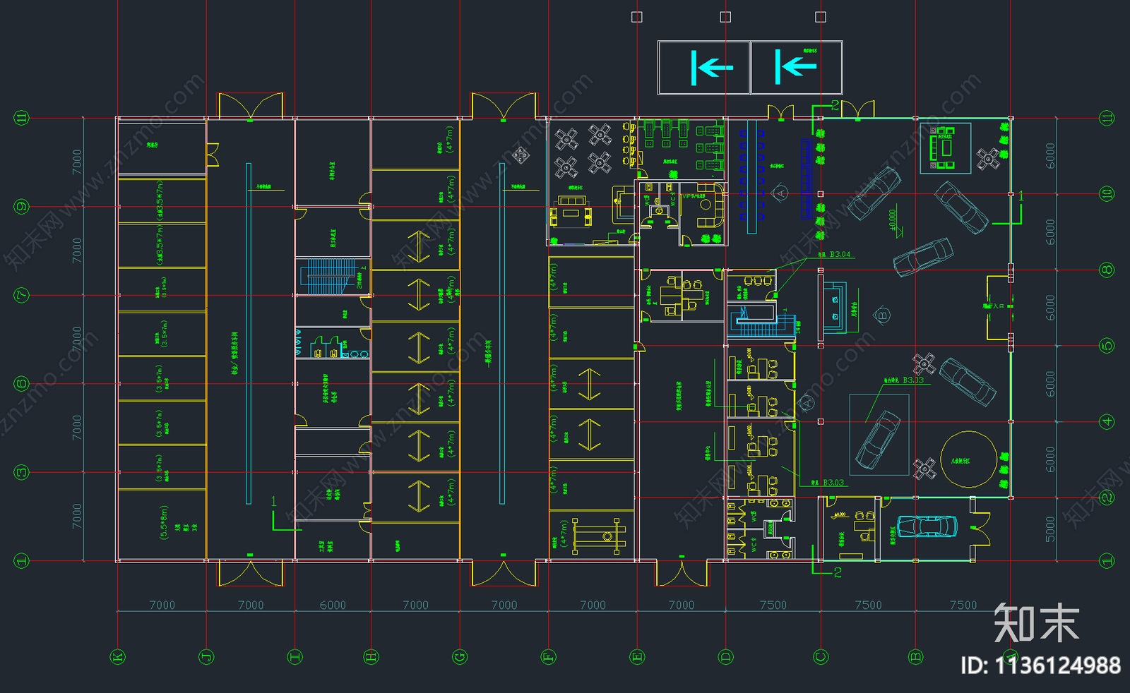 107套汽车4S店展厅cad施工图下载【ID:1136124988】