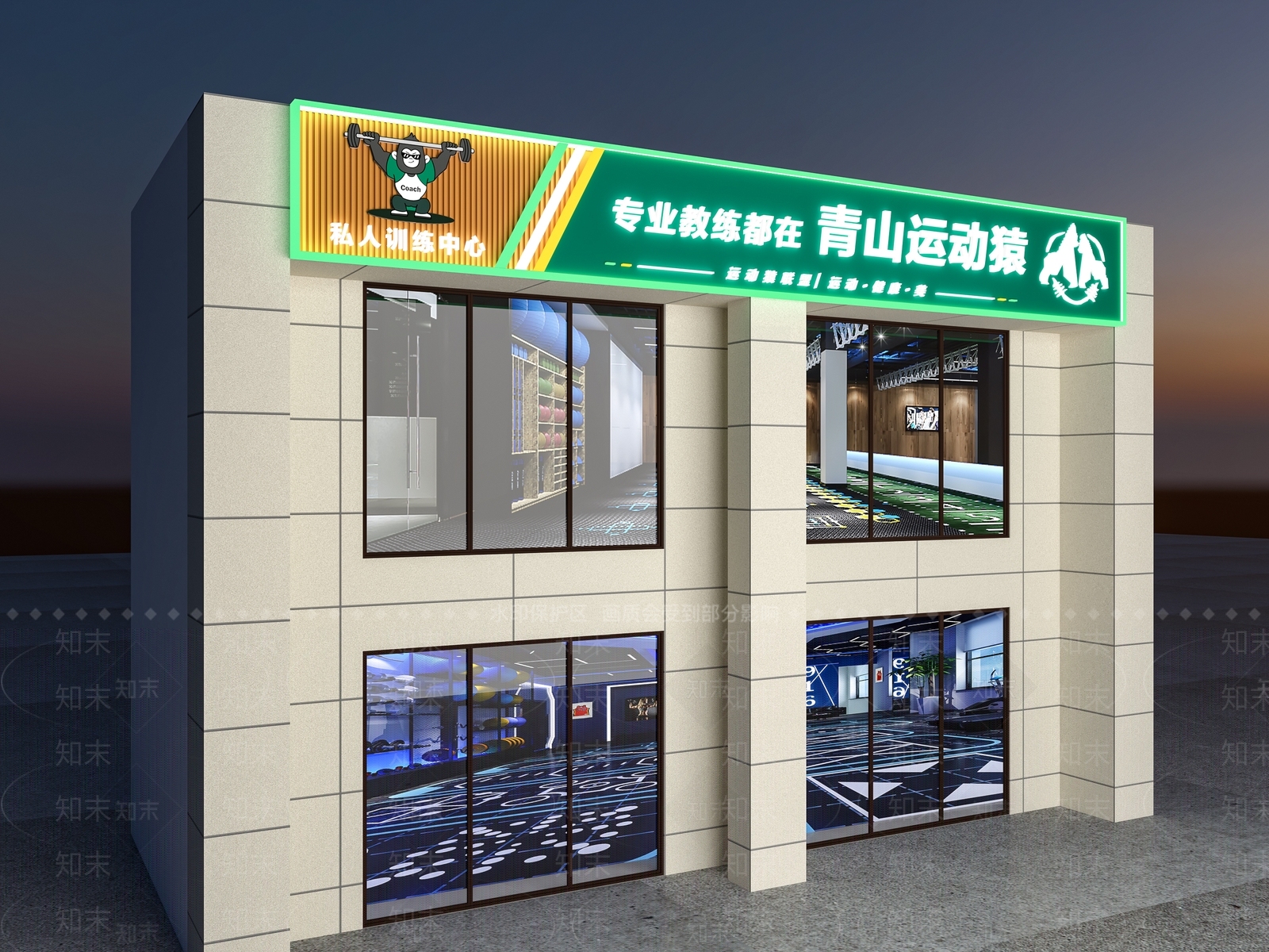 现代健身房门面门头设计3D模型下载【ID:1135811545】