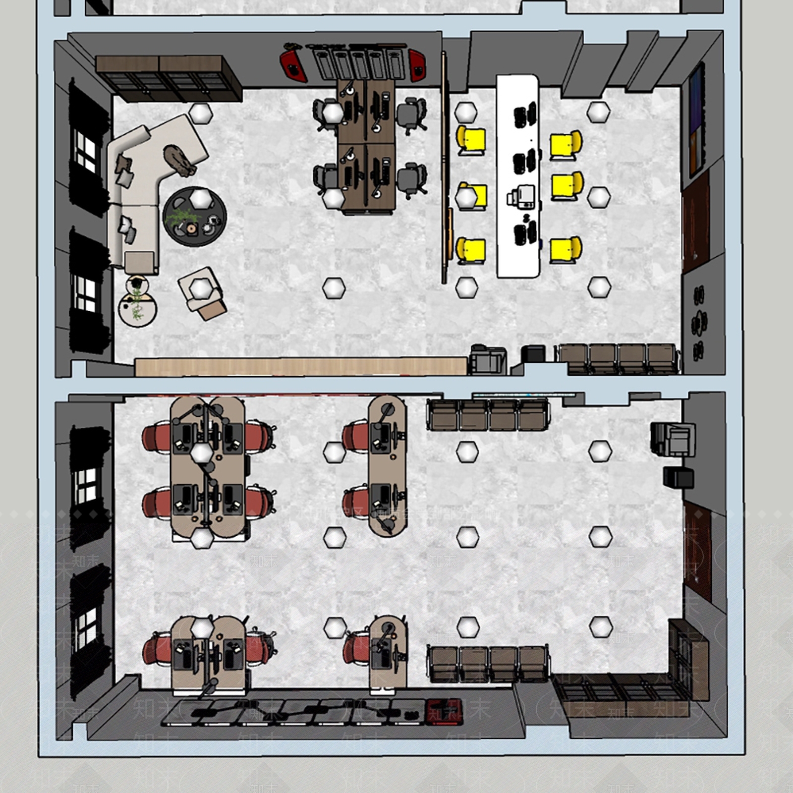 现代办事大厅SU模型下载【ID:1135811788】