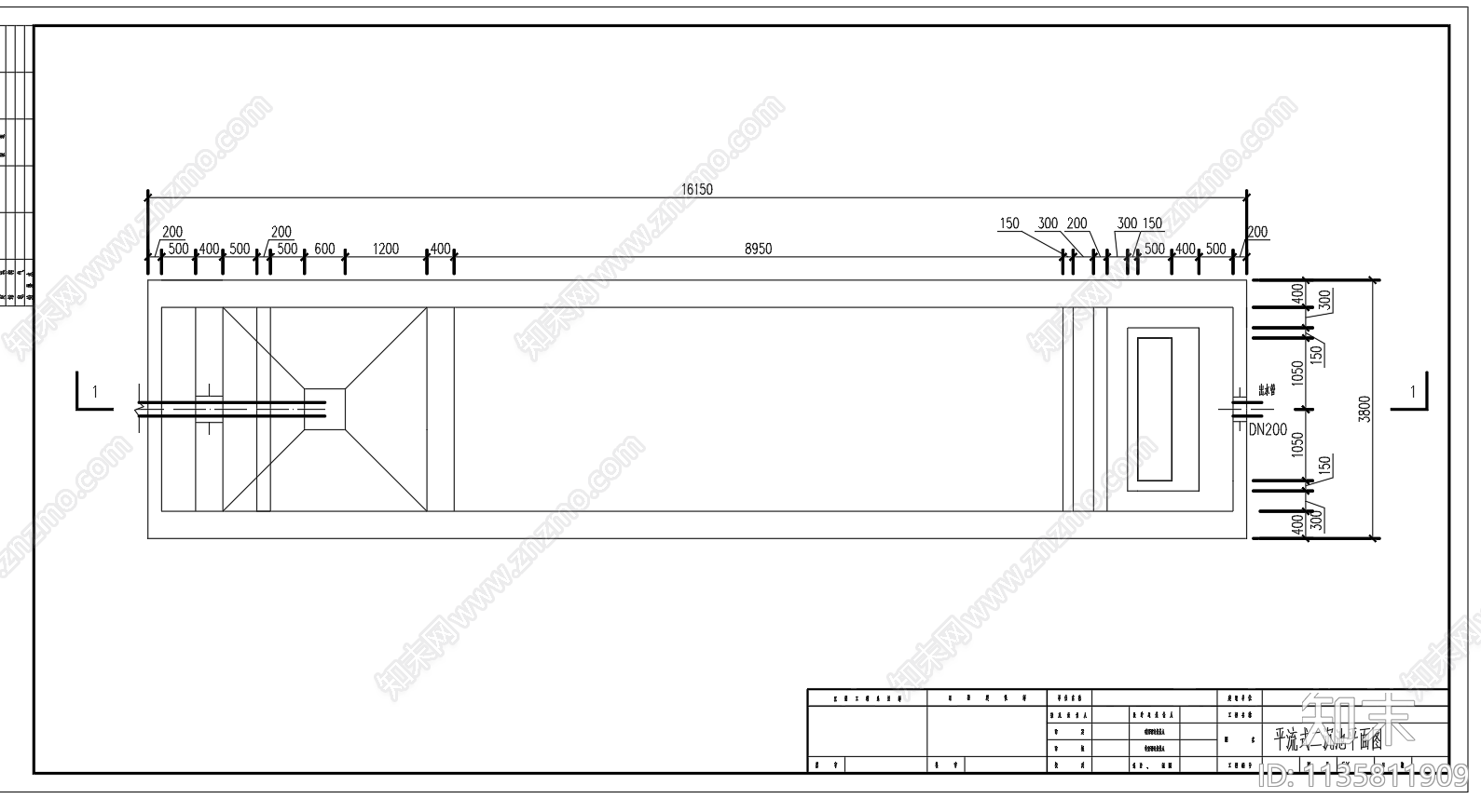 平流池二沉池平面剖面图cad施工图下载【ID:1135811909】